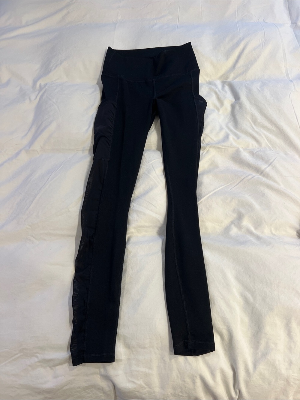 Fabletics Black High-Waist Athletic Leggings with Side Mesh Pocket